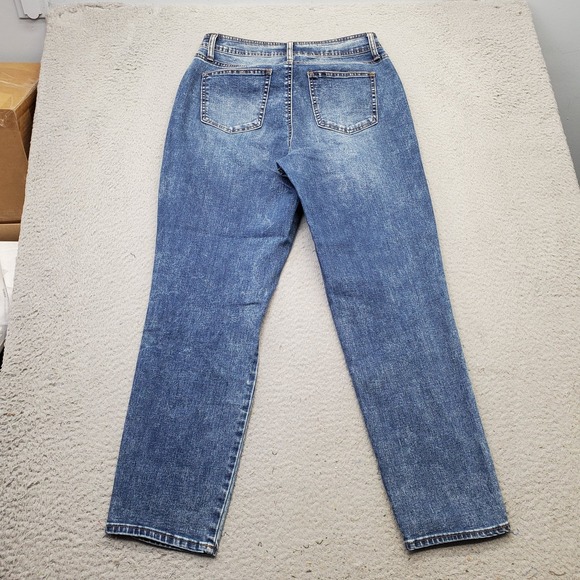 New York & Company Dream Curvy Boyfriend Jeans Womens 8 Blue Denim Distressed - Picture 2 of 10